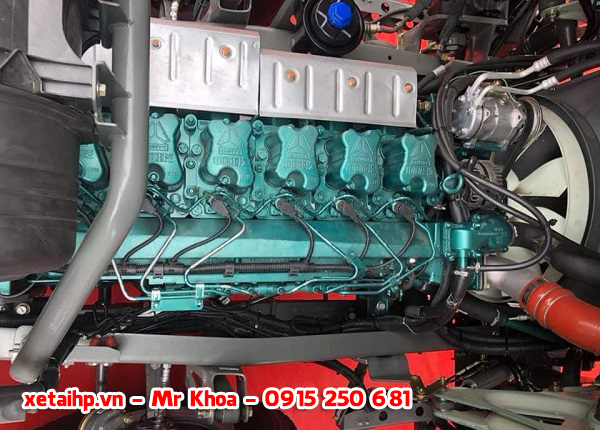 Động cơ 380hp của chiếc xe ben howo 3 chân