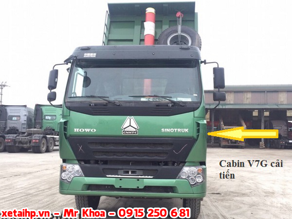 Cabin V7g có tính thẩm mỹ cao của xe howo ben 3 chân